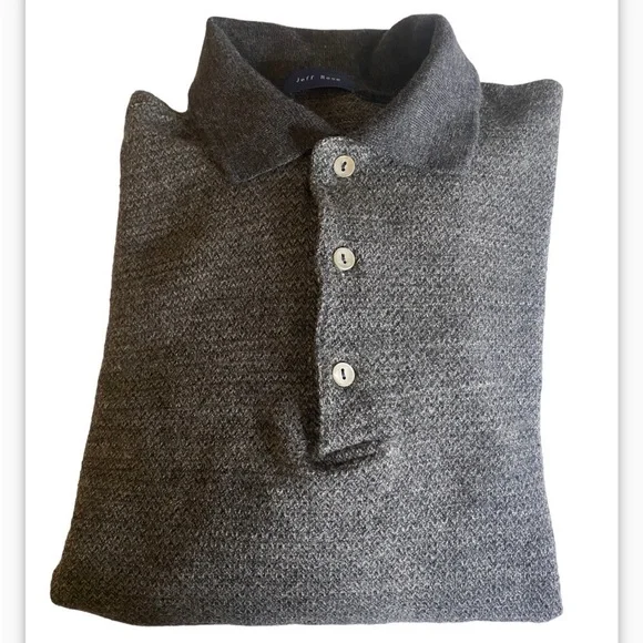 JEFF ROSE GRAY COLLARED SWEATER 100% PURE NEW WOOL